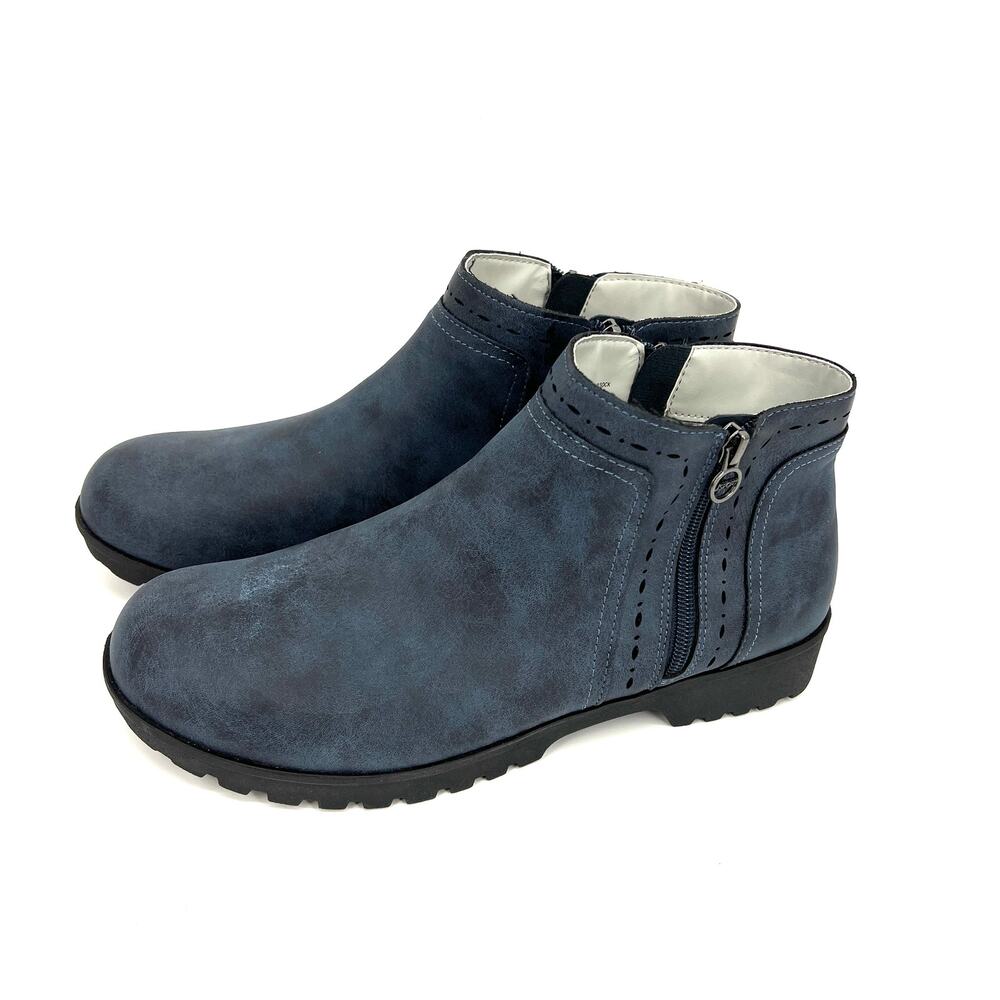 J Sport by Jambu Women's Ankle Jenna Bootie Blue Zip Lug Sole Size 11M